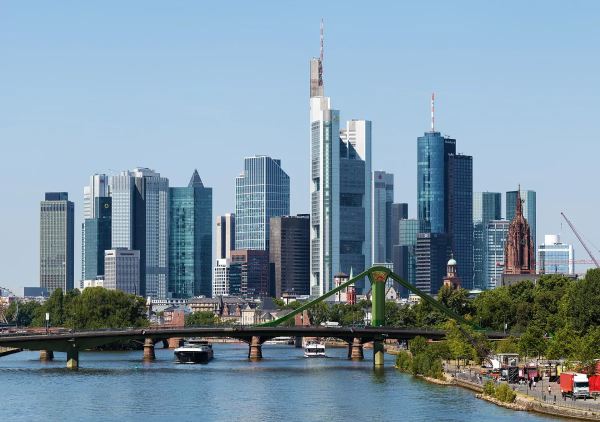 Frankfurt am Main skyline seen from the River Main