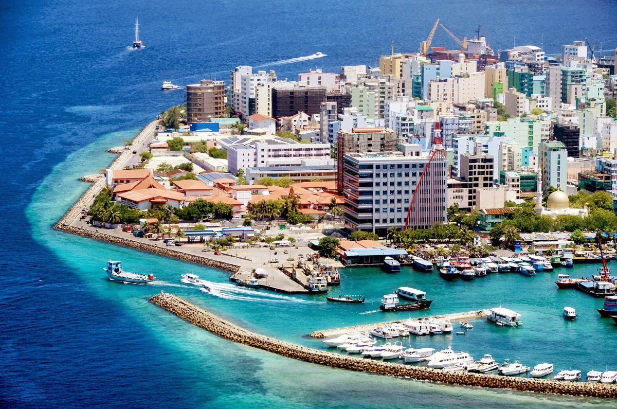 Aerial view of Malé, the capital of the Maldives